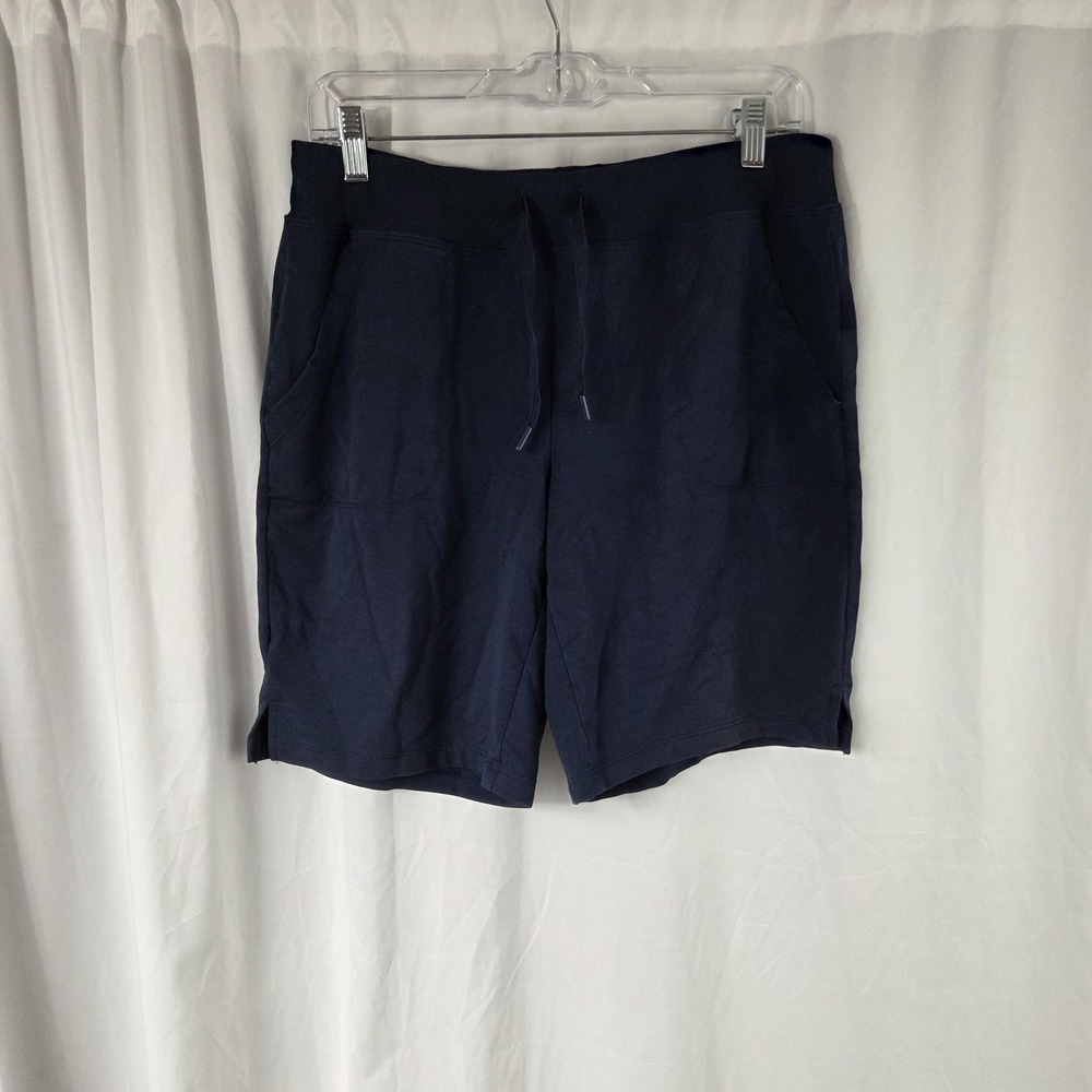 Athletic Works Shorts Womens Medium Navy Blue Elastic Waist Drawstring Pockets